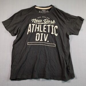 Y2K Old‎ Navy NY Spell Out Embrd Sz XXL Athletic Div. T-Shirt Tee Gray